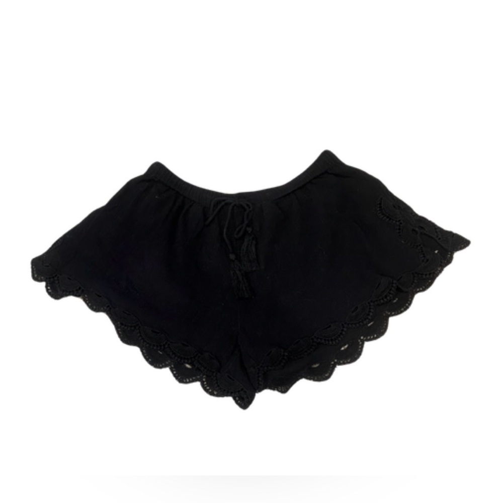 Intimately x Free People Cotton Linen Lace Trim Mini Shorts | Black | Small